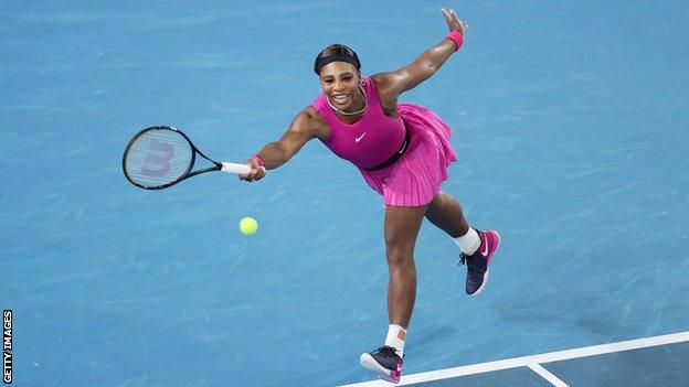 Serena Williams hits a forehand at the Yarra Valley Classic