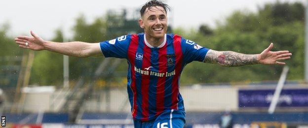 Greg Tansey celebrates scoring for Inverness against Motherwell