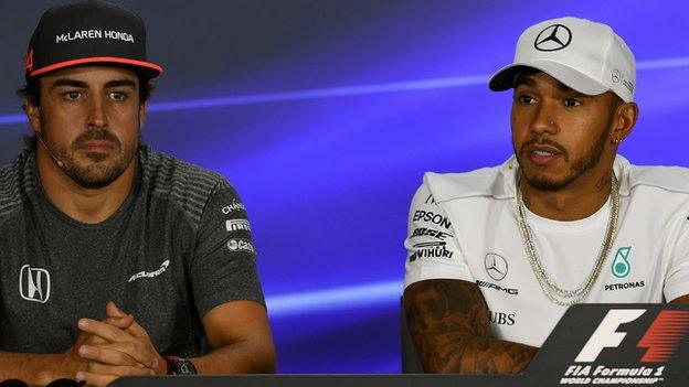 Fernando Alonso (left) and Lewis Hamilton