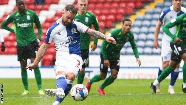 Adam Armstrong scores for Blackburn Rovers against Birmingham City