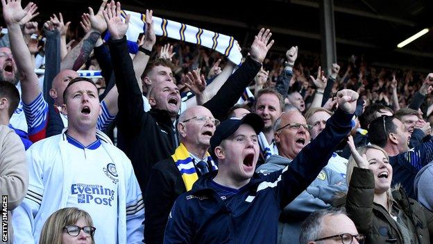 Leeds United fans celebrate