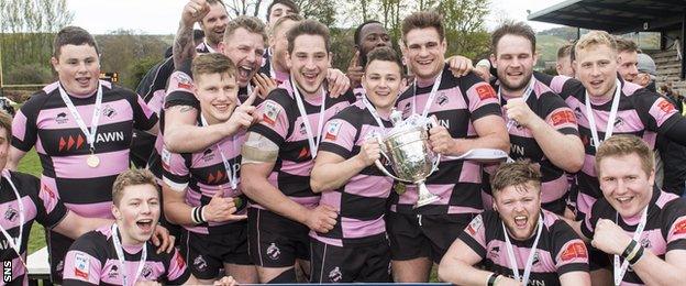 Ayr celebrate winning the 2016-17 BT Premiership