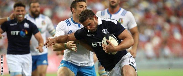 Ross Ford on the charge for Scotland against Italy