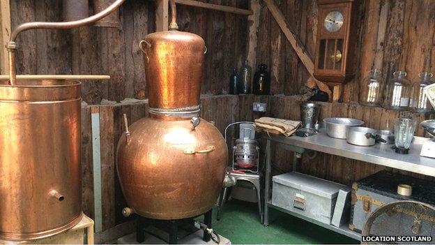 Distillery in shed