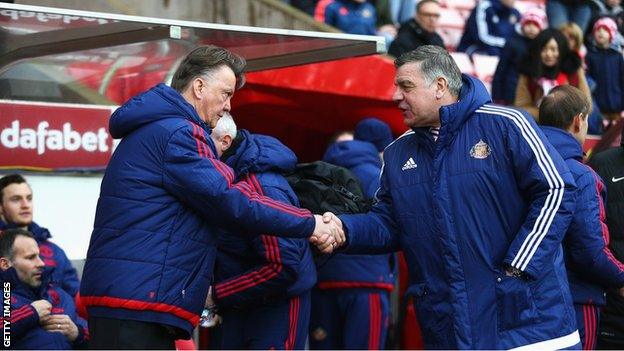 Louis van Gaal (left) and Sam Allardyce (right)