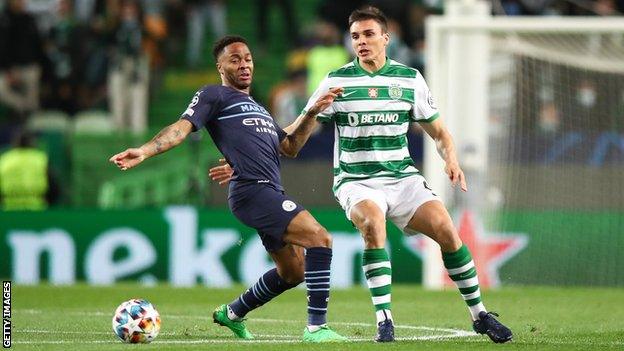 Joao Palhinha playing against Manchester CIty in Champions League