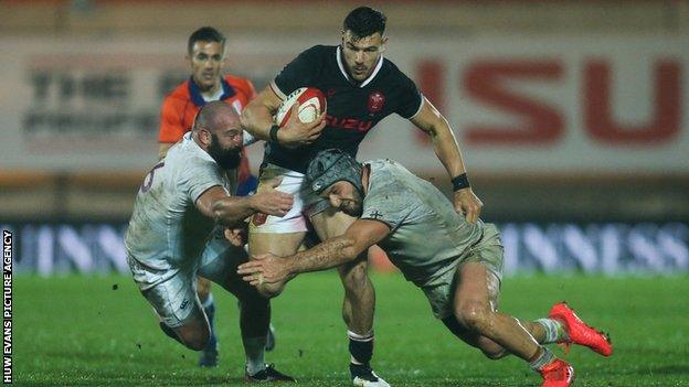 Wales centre Johnny Williams in action in his first international against Georgia