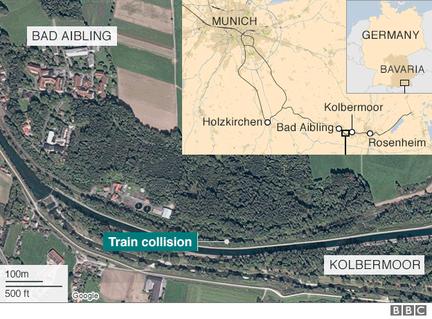 A site of a train crash in Bavaria, Germany