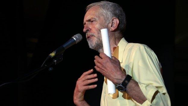 Jeremy Corbyn speaking at a campaign event in London