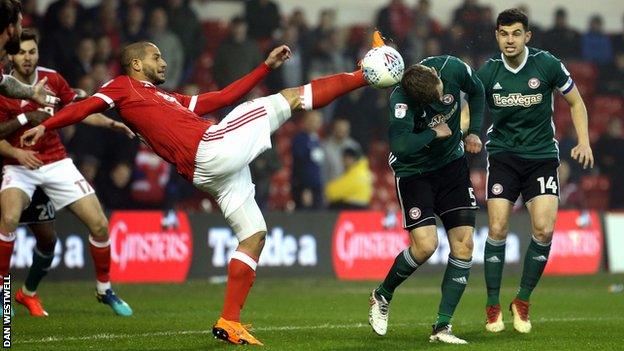 Nottingham Forest's Adlene Guedioura in action against Brentford at the City Ground