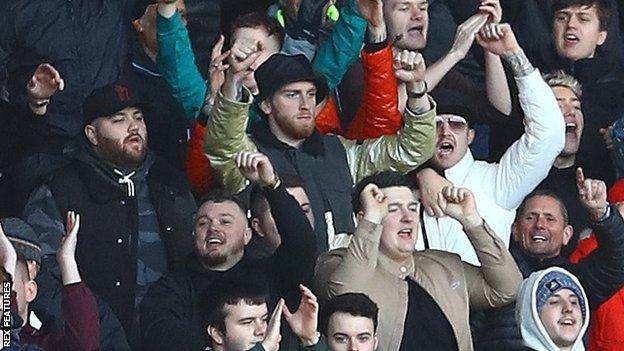 Oli McBurnie at Swansea City's game at Cardiff