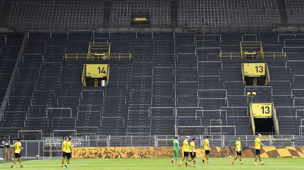 Dortmund's famous 'Yellow Wall' was completely empty of fans