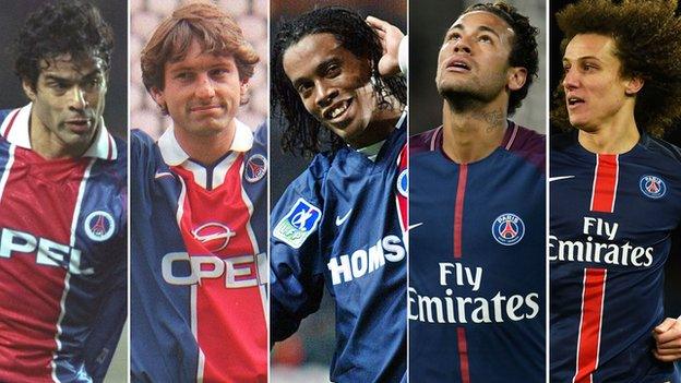 Rai, Leonardo, Ronaldinho, Neymar and David Luiz