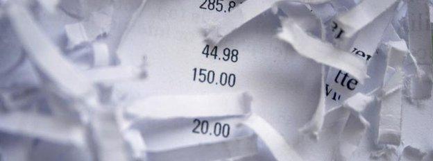 Shredded bank statement