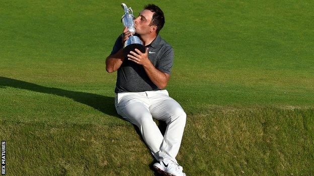 Italy golf player Francesco Molinari with the Claret Jug after winning The Open