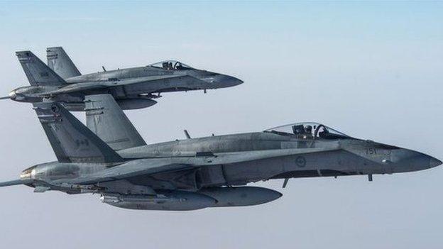 Two Canadian CF-18s struck an Islamic State garrison near Raqqa, Syria