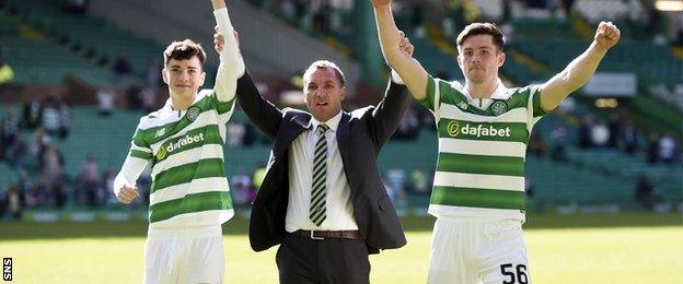 Celtic manager Brendan Rodgers was full of praise for youngsters Michael Johnston (left) and Anthony Ralston (right)