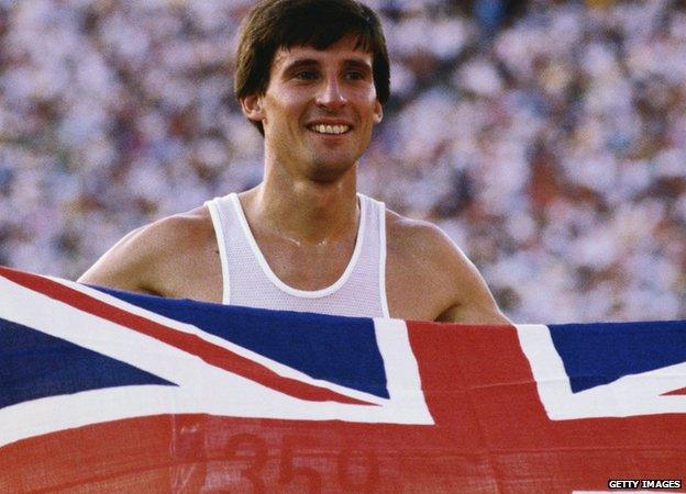 Coe after winning 1,500 metres in Los Angeles