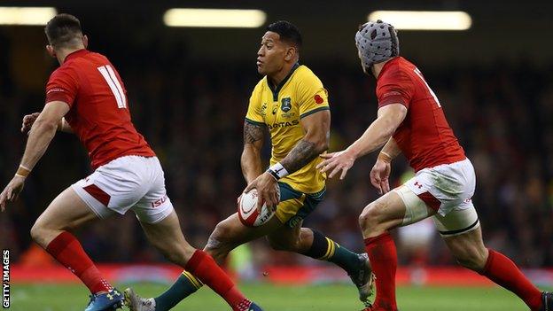 Israel Folau in action against Wales