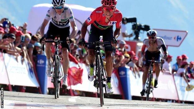 Chris Froome and Nairo Quintana finish stage 14