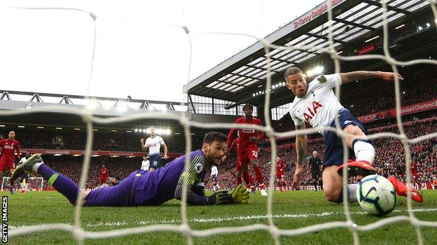 Tottenham defender Toby Alderweireld scores his own goal against Liverpool