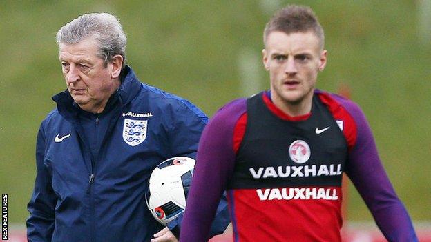 England manager Roy Hodgson and Jamie Vardy