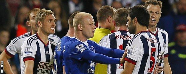 Everton striker Steven Naismith has an argument against West Brom