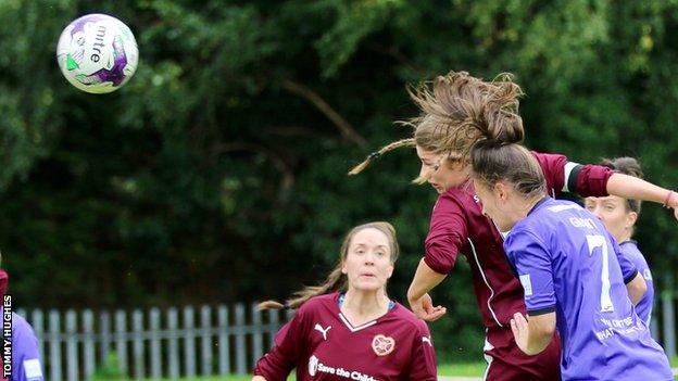 Abbi Grant (right) opens the scoring for Glasgow City against Hearts