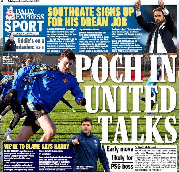 The back page of the Daily Express