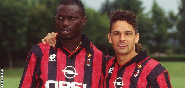 George Weah and Roberto Baggio at AC Milan