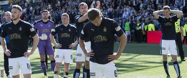 Falkirk's players show their disappointment against Kilmarnock