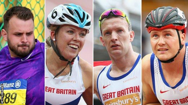 Discus thrower Aled Davies, T34 specialist Hannah Cockroft, T42 200m champion Richard Whitehead and T54 racer David Weir