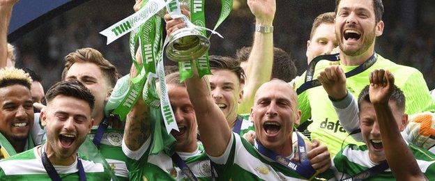 Celtic celebrate their Scottish Cup final victory