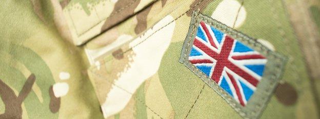 Union jack badge on Army jacket