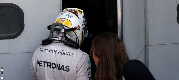 Lewis Hamilton was quietly tucked away in the Mercedes paddock