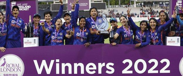 India with the ODI series trophy