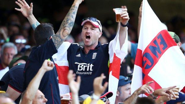 England fans sing at the Gabba