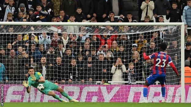 Nick Pope saves a penalty