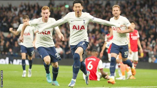 Son Heung-min celebrates for Spurs