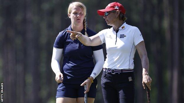 Ingrid Lindblad (left) and Annika Sorenstam at the US Women's Open
