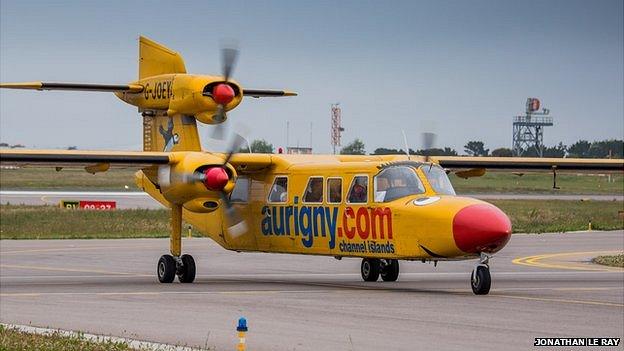 G-Joey taxiing at Guernsey Airport after completing last flight