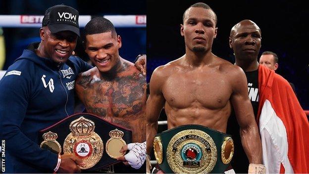 Conor Benn and Chris Eubank Jr with their fathers Nigel Benn and Chris Eubank Sr