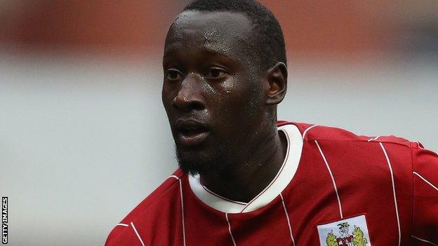 Famara Diedhiou in action for Bristol City