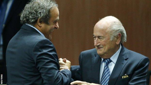 Michel Platini and Sepp Blatter