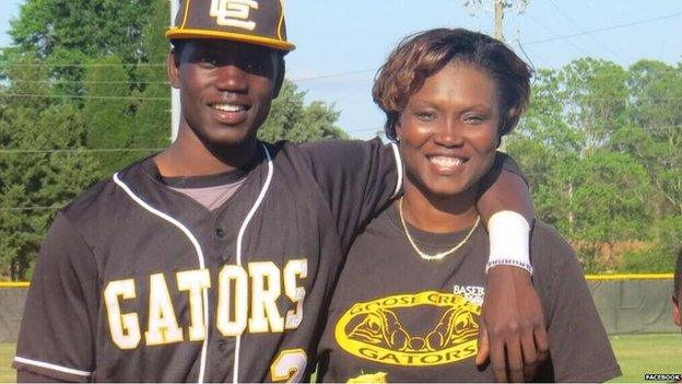 Sharonda Coleman-Singleton and her son Chris