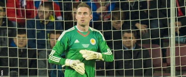 Allan McGregor in action for Scotland