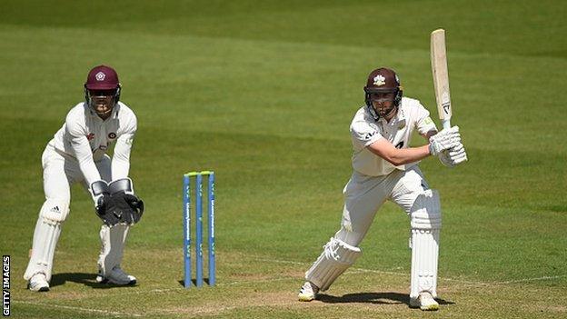 Gus Atkinson scored an unbeaten 66 for Surrey on day two at The Oval