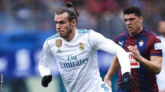 Gareth Bale (left) in action for Real Madrid against Eibar