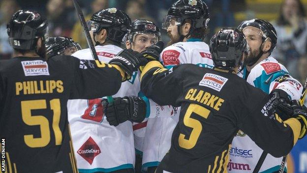 Tempers fray during the Elite League game between the Panthers and Giants