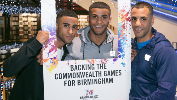 Galal (left), Gamal (centre) and Kal Yafai threw their collective weight behind Birmingham's bid to host the 2022 Commonwealth Games